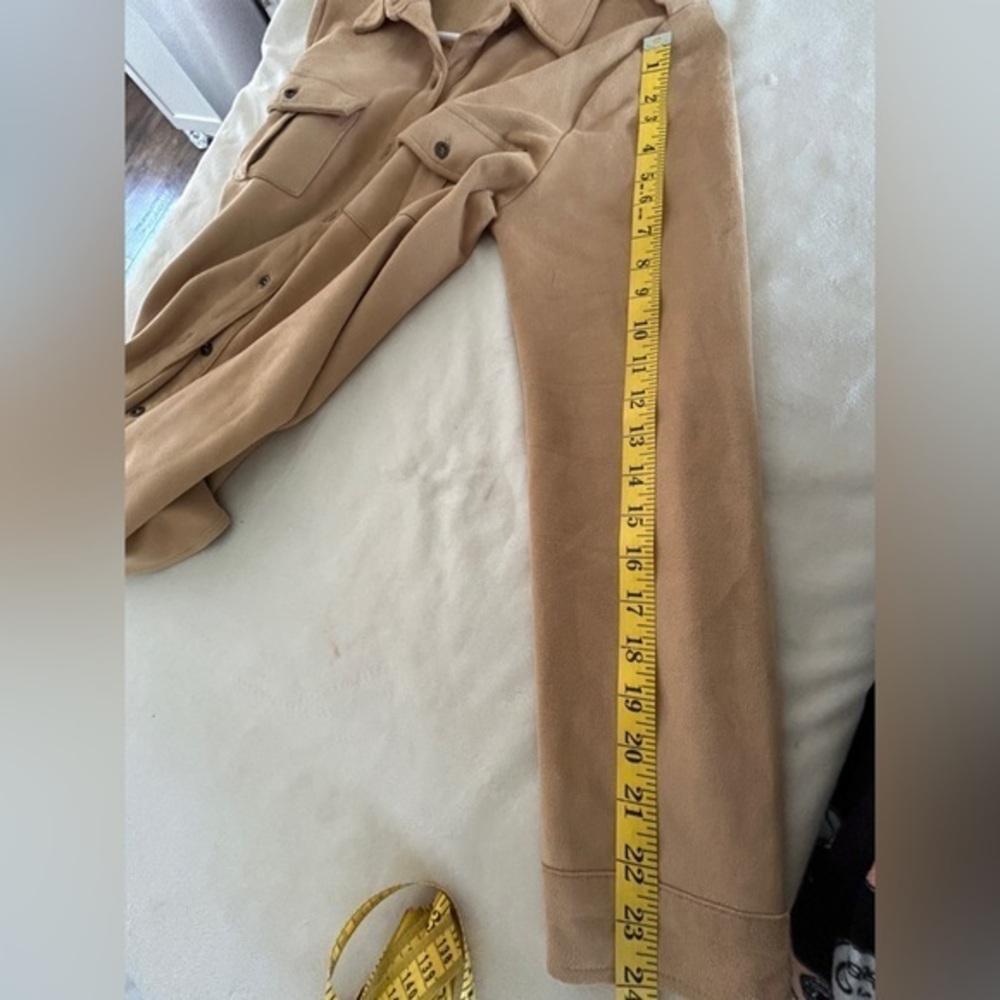 Freeway Tan Suede Button-Up Jacket - Picture 7 of 8